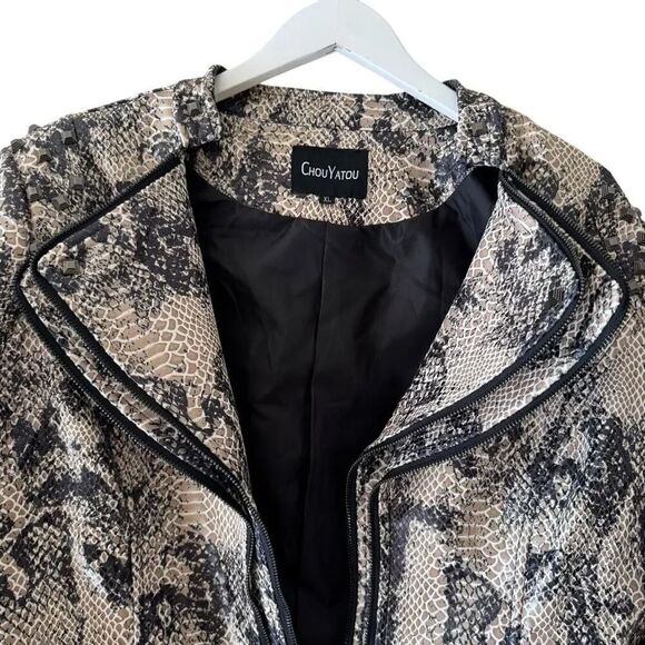 chouyatou Women's Studded Perfect Fit Faux Leather Moto Biker Jacket SZ L - Picture 6 of 14